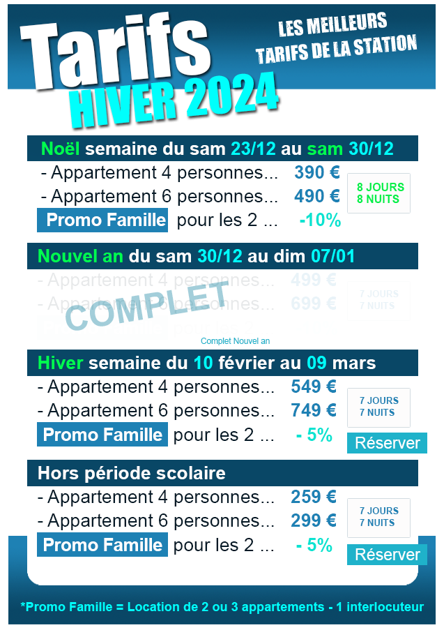 tarifs location les deux alpes